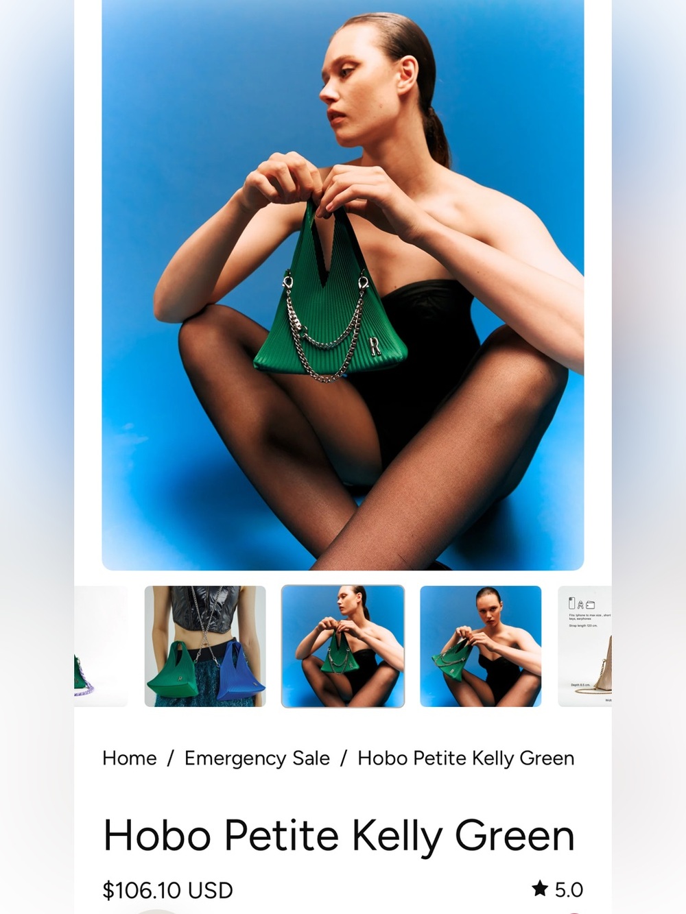 Repleat hobo petite bag in green